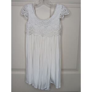 Summerly Sydney Boho Lace Flower Girl Dress Size 6 White Hi/Lo Hem Flowy EUC